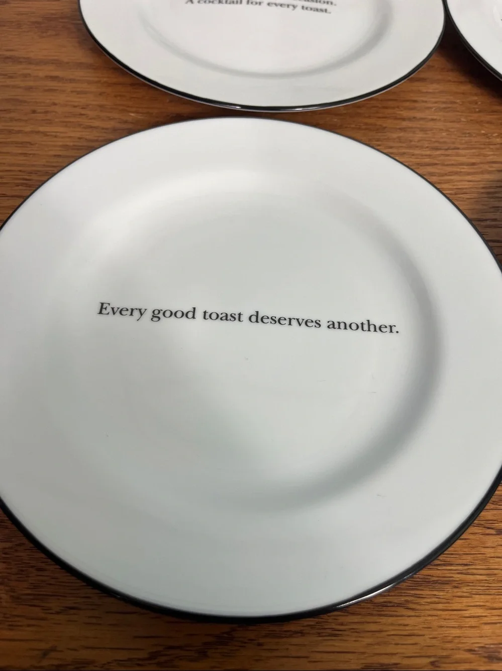 POTTERY BARN Cocktail Quotes Set of 4 Plates Appetizer Salad Dessert